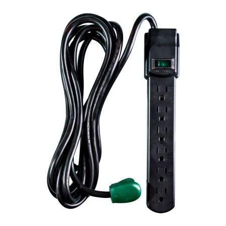 Gogreen Outlet Tap, Surge, 5-15R, 6 ft., Black GG-16106MSBK
